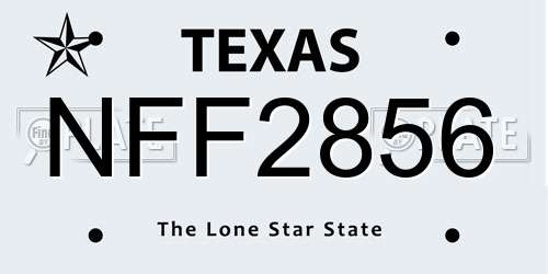 NFF2856 Texas License Plate