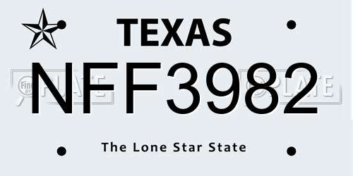 NFF3982 Texas License Plate