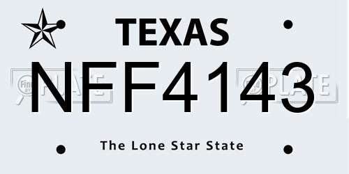NFF4143 Texas License Plate