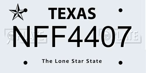 NFF4407 Texas License Plate