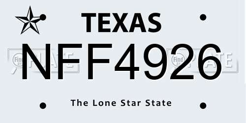 NFF4926 Texas License Plate