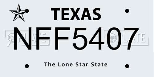NFF5407 Texas License Plate