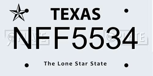 NFF5534 Texas License Plate