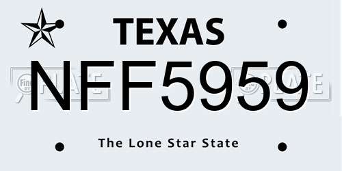 NFF5959 Texas License Plate