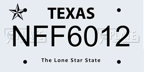 NFF6012 Texas License Plate