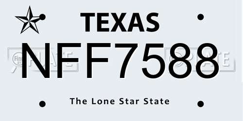 NFF7588 Texas License Plate