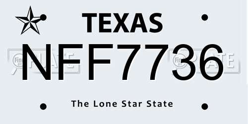 NFF7736 Texas License Plate