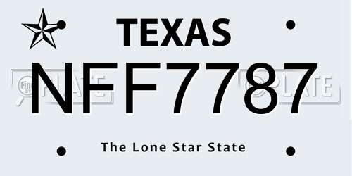 NFF7787 Texas License Plate