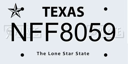 NFF8059 Texas License Plate