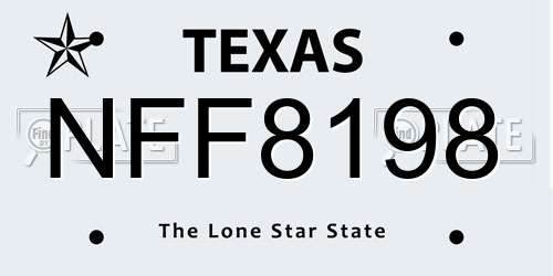 NFF8198 Texas License Plate