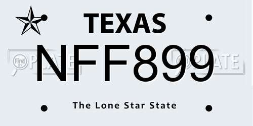 NFF899 Texas License Plate