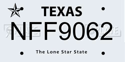 NFF9062 Texas License Plate