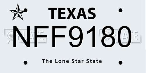 NFF9180 Texas License Plate