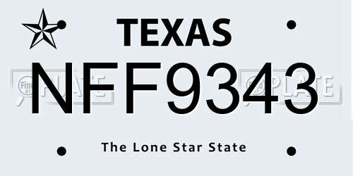 NFF9343 Texas License Plate