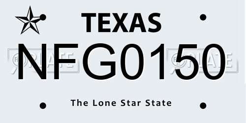 NFG0150 Texas License Plate