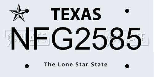 NFG2585 Texas License Plate