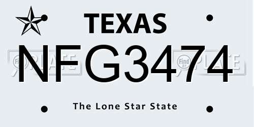 NFG3474 Texas License Plate