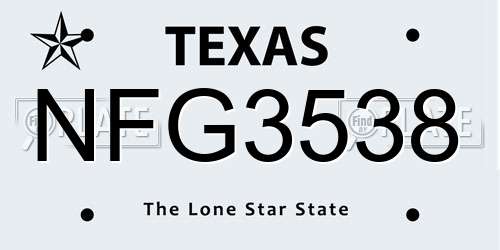 NFG3538 Texas License Plate
