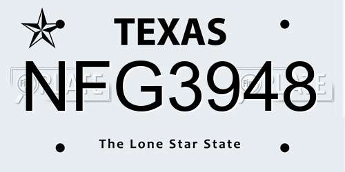 NFG3948 Texas License Plate