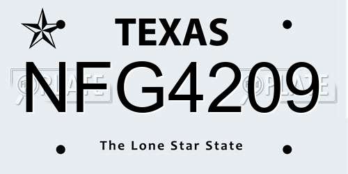 NFG4209 Texas License Plate