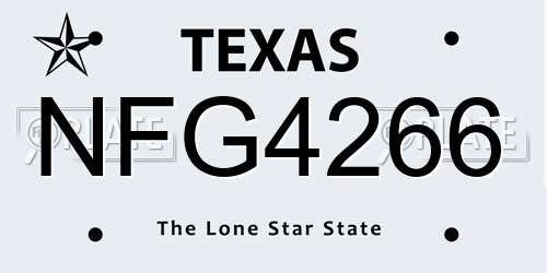 NFG4266 Texas License Plate