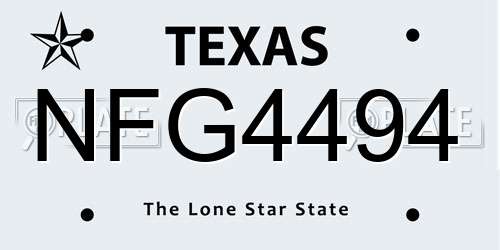 NFG4494 Texas License Plate