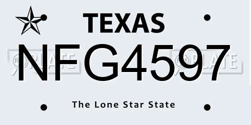 NFG4597 Texas License Plate