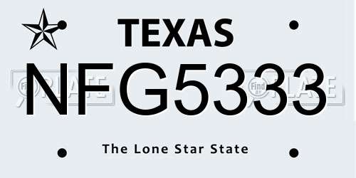 NFG5333 Texas License Plate