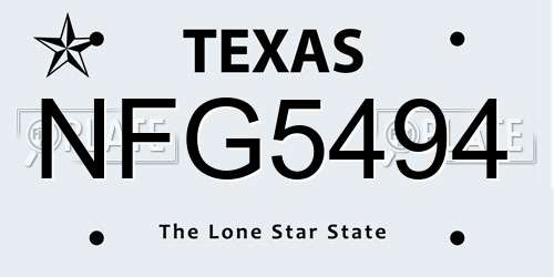 NFG5494 Texas License Plate