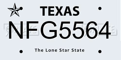 NFG5564 Texas License Plate