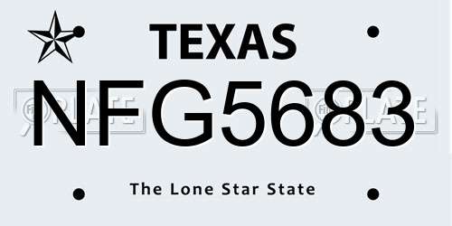 NFG5683 Texas License Plate
