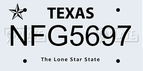 NFG5697 Texas License Plate