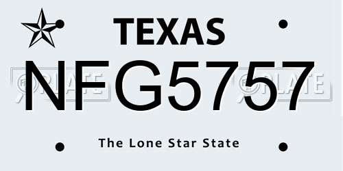 NFG5757 Texas License Plate