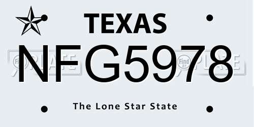 NFG5978 Texas License Plate