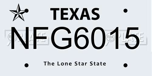 NFG6015 Texas License Plate