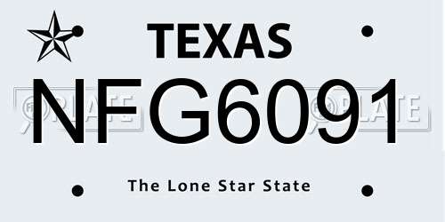 NFG6091 Texas License Plate