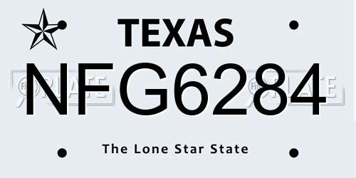 NFG6284 Texas License Plate