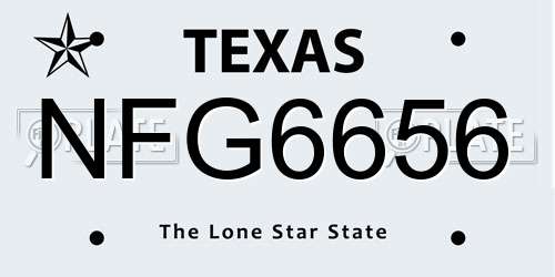 NFG6656 Texas License Plate
