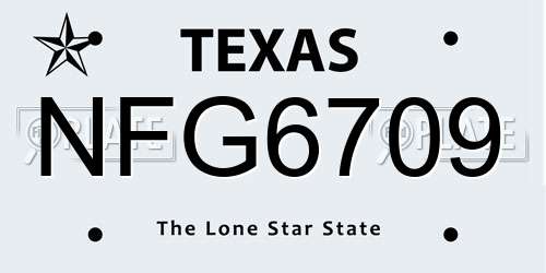 NFG6709 Texas License Plate