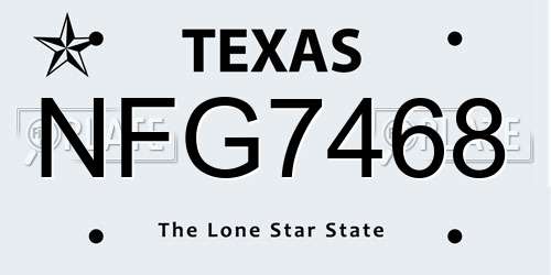 NFG7468 Texas License Plate