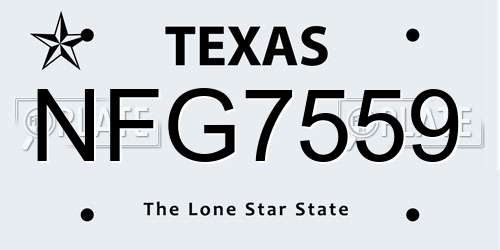 NFG7559 Texas License Plate