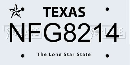 NFG8214 Texas License Plate