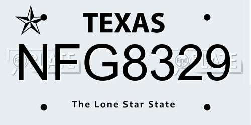 NFG8329 Texas License Plate
