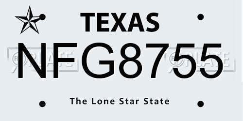 NFG8755 Texas License Plate