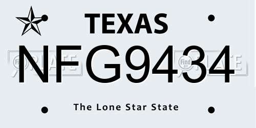 NFG9434 Texas License Plate