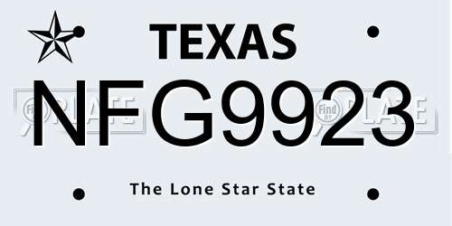 NFG9923 Texas License Plate