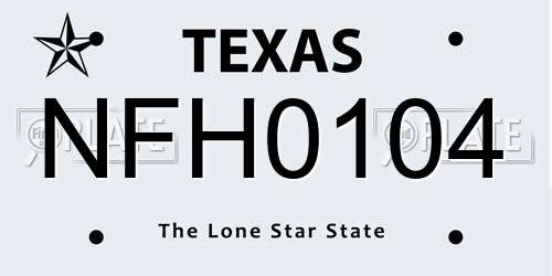 NFH0104 Texas License Plate
