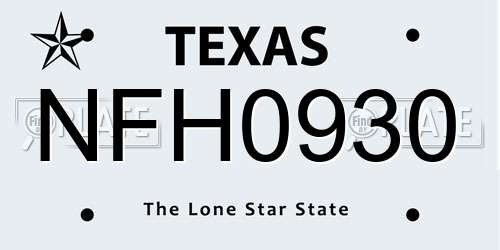 NFH0930 Texas License Plate