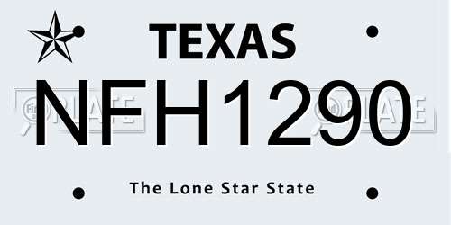 NFH1290 Texas License Plate