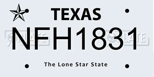NFH1831 Texas License Plate